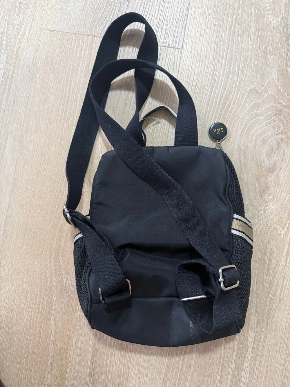 The Sak Vintage Y2K Black and Tan Striped Mini Backpack